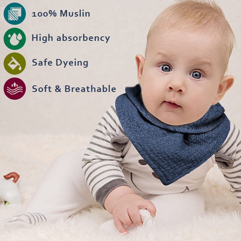 [Australia] - Muslin Bandana Bibs, Baby Drool Bibs for Boys & Girls, Absorbent Cloth Bibs for Unisex, Adjustable Snap Bibs for Newborn/Infant - Yellow & Blue Series, 8 Pack 