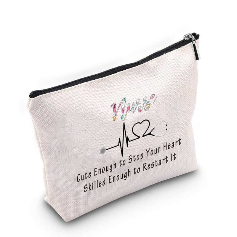 [Australia] - Nursing Makeup Bags Nurse Gifts Nurse Cosmetic Bag RN Gifts Nursing School Supplies for Nurses Toiletry Bag Travel Case Cute Enough to Stop Your Heart Skilled Enough to Restart It (Nursing Bag) Nursing Bag 