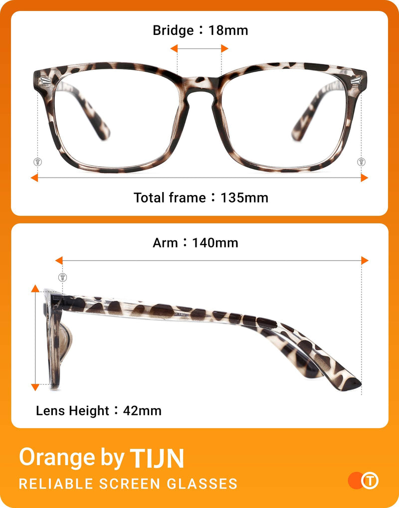 [Australia] - TIJN Progressive Multifocus Reading Glasses for Women Anti Blue Light Blocking Readers Vintage Square Nerd Eyeglasses 01-leopard 1.5 x 