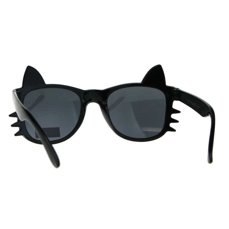 [Australia] - Girls Sunglasses Kitty Cat Whiskers Ears Frame Kid's Fashion UV 400 Black 47 Millimeters 