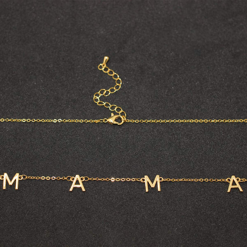 [Australia] - Nanafast Mama Necklace 18K Gold Plated Mama Letter Necklace Adjustable Mom Necklace Gifts for Mother’s Day Birthday 