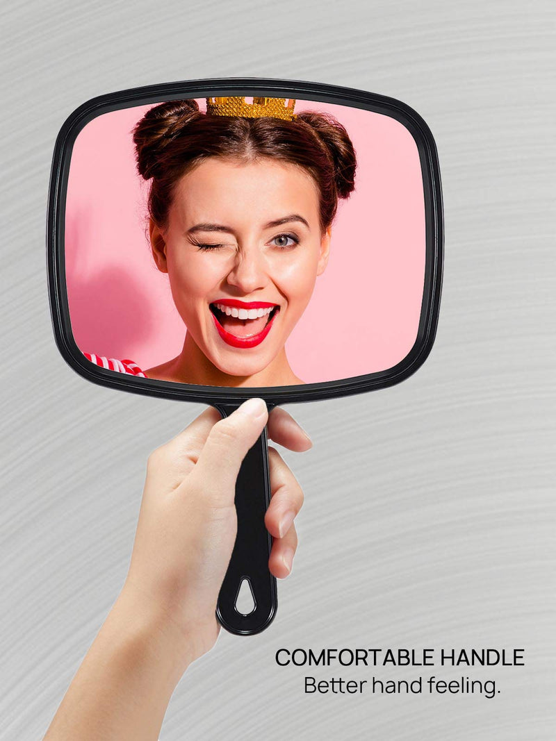 [Australia] - OMIRO Hand Mirror, All Black Handheld Mirror with Handle, 6.6" W x 9.3" L 1 Count (Pack of 1) 