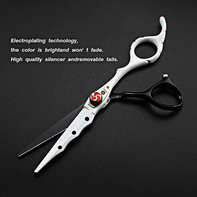 [Australia] - 6.0" Professional Hairdressing Cutting Shear Set - Salon Hair Thinning Scissor Kit for Barber - by Dream Reach (White) Black & White 