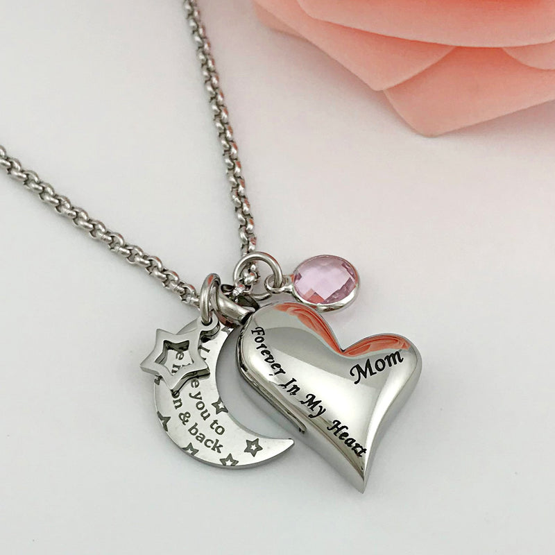 [Australia] - YOUFENG Urn Necklaces for Ashes I Love You to The Moon and Back for Mom Cremation Urn Locket Birthstone Jewelry June urn necklace 