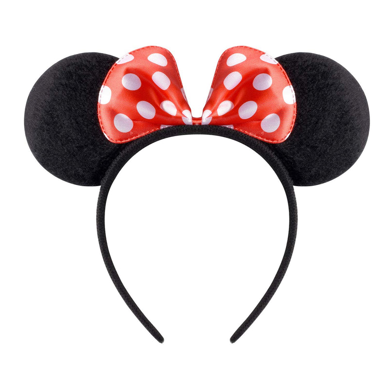 [Australia] - Picoway Mouse Ears Solid Black & Red Bow Headband Set of 20 