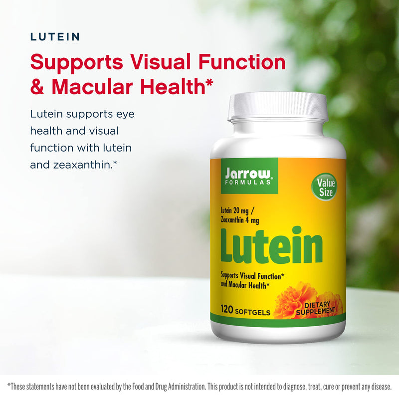 [Australia] - Jarrow Formulas Lutein 20 mg - 120 Softgels - Clinically Documented Eye Health & Support - with Zeaxanthin - 120 Servings 120 Count (Pack of 1) 