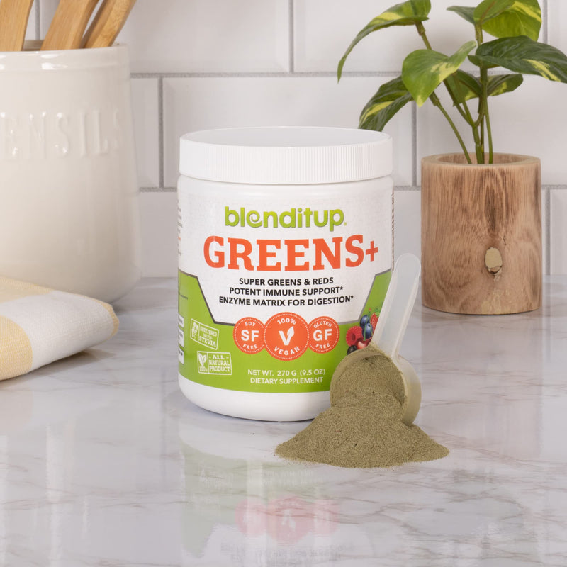 [Australia] - BlenditUp Greens + Mix-in Smoothies, Drinks, & Recipes | Super Greens & Reds | Potent Immune Support | Enzyme Matrix for Digestion | 270 G (9.5 OZ) 