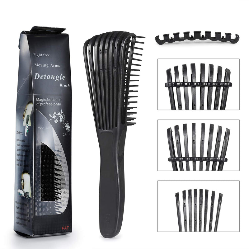 [Australia] - BESTOOL Detangling Brush for Black Natural Hair, Detangler Brush for Natural Black Hair Curly Hair Afro 3/4abc Texture, Faster and Easier Detangle Wet or Dry Hair with No Pain (Black) 