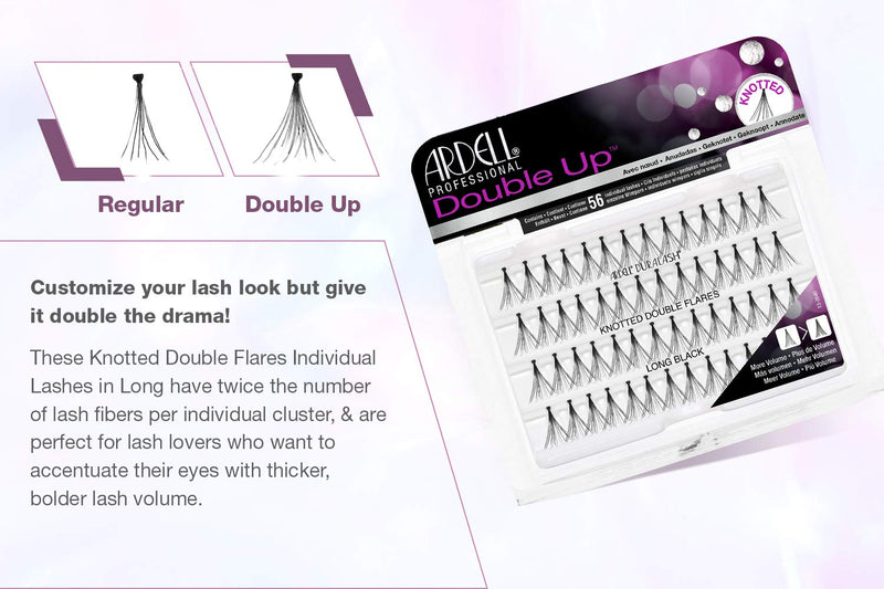 [Australia] - Ardell False Eyelashes Double Up Individuals Knotted Long Black 4 Pack 