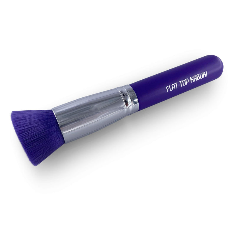 [Australia] - Flat Top Kabuki Foundation Brush By Keshima - Premium Makeup Brush for Liquid, Cream, and Powder - Buffing, Blending, and Face Brush (Regular Size, Neon Purple) Regular Size 