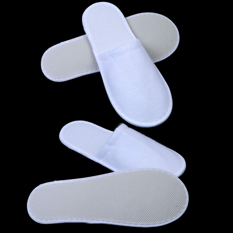 [Australia] - Aneco 6 Pairs Spa Slippers Disposable Closed Toe Slippers White Fluffy Guests Slippers for Home, Hotel Use 