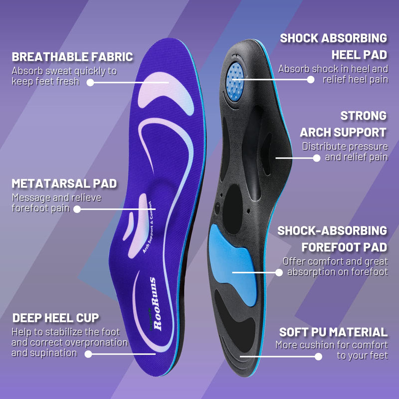 [Australia] - Plantar Fasciitis Insoles, Orthotic Arch Support Insoles for Flat Feet, Feet Pain, Foot Valgus, Over Pronation, Comfort Sport Inserts for Women Men UK 6-7.5 (26cm) 