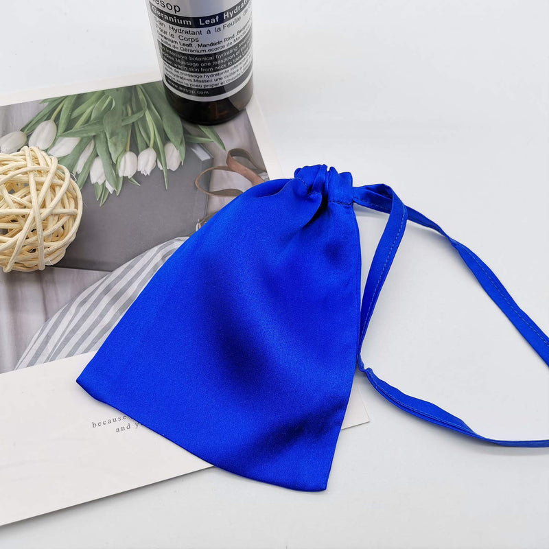 [Australia] - MAXFEEL 100% Silk Travel Bags&Gift Bags with Draw String Solid Dyed Muticolor (Royal Blue) Royal Blue 