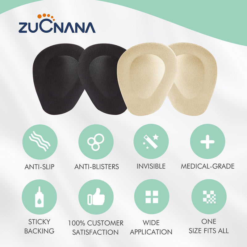 [Australia] - (12 Pieces)Metatarsal Pads for Women | Reusable Ball of Foot Cushions for Women High Heels | Soft Gel Shoe Inserts for Foot Pain Relief from Mortons Neuroma and Callus | Anti-Slip One Size Fits Any Beige + Black + Clear 