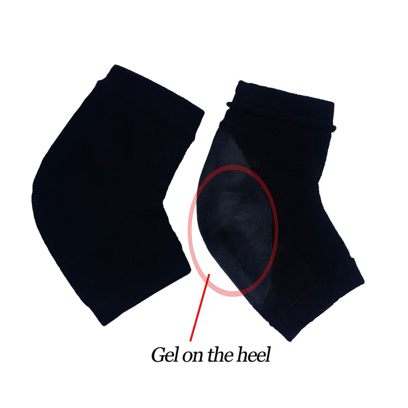 [Australia] - Makhry 2 Pairs Moisturizing Silicone Gel Heel Socks for Dry Hard Cracked Skin Open Toe Comfy Recovery Socks Day Night Care (Black) Black 