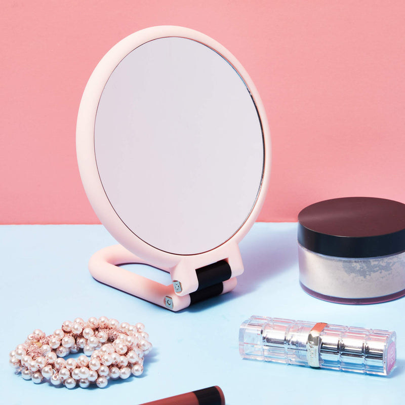 [Australia] - Pink Handheld Magnifying Mirror for Makeup, 1/10x Magnification (5.5 in) 