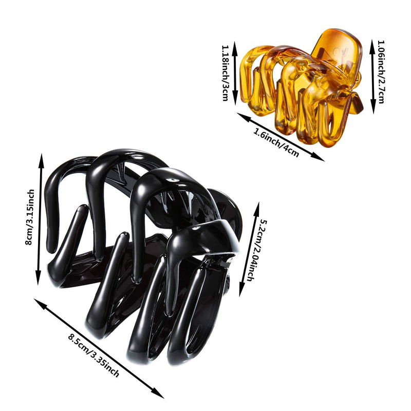 [Australia] - Bememo 4 Pieces Large Grip Octopus Clip Spider Hair Claw Octopus Jaw Hair Claw Clips for Thick Hair (4.5 cm and 8.5 cm, Brown and Black) 4.5 cm and 8.5 cm 