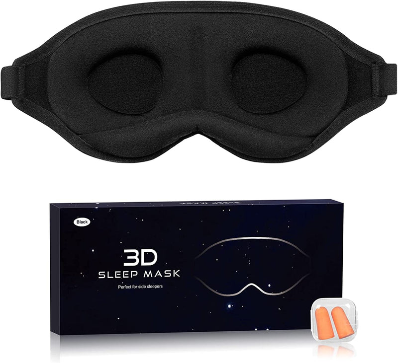 [Australia] - Sleep Mask, Eye Mask, Soft and Comfortable New 3D Blackout Sleep Eye Mask for Travel, Meditation, Sleep Masks for Men and Women (Grey) (Black) (Black) Black 