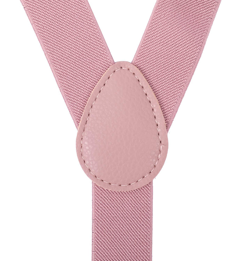 [Australia] - PZLE Men's Boys' Bow tie and Suspenders Set Adjustable Elastic 24 Inches(0 - 3 yrs) Blush Pink 