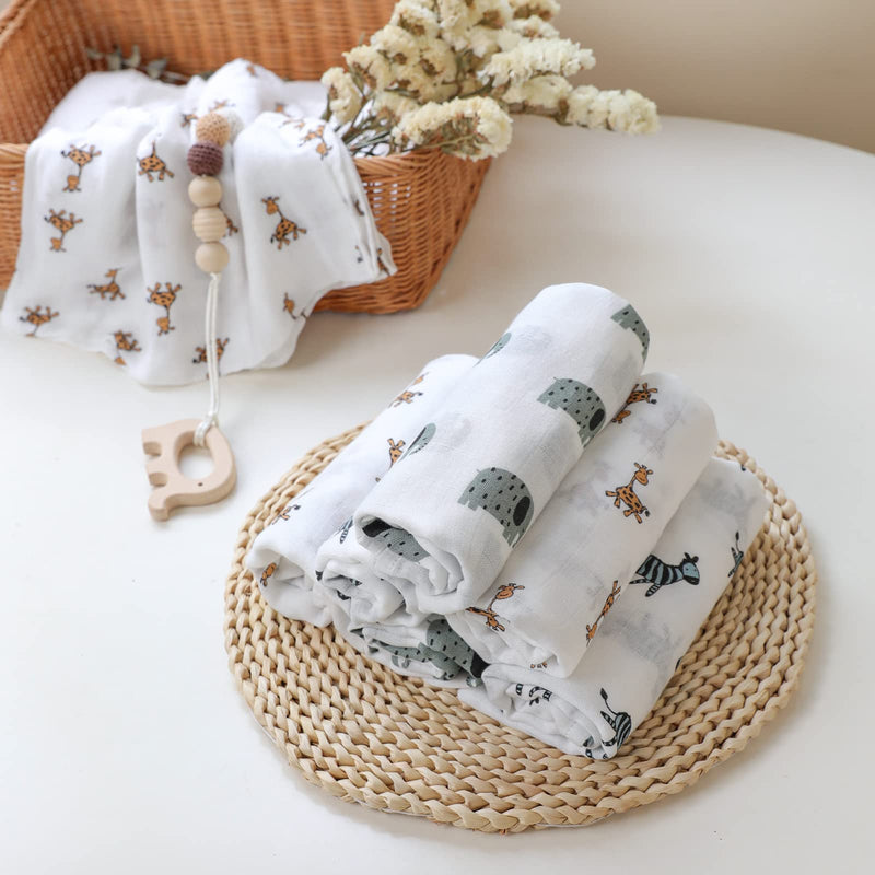 [Australia] - GLLQUEN BABY Muslin Squares for Baby, 6 Pack Cotton Burp Cloths 70cm x 70cm Absorbent & Breathable and Ideal to Clean, Wipe & Cover Newborns (Animal) Animal 