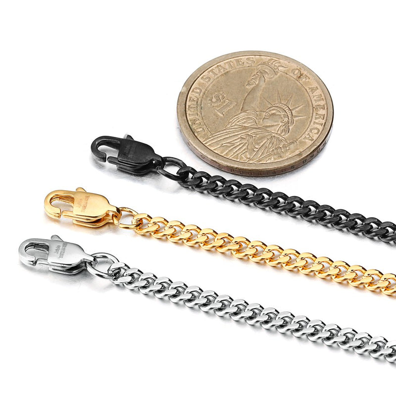 [Australia] - Jstyle Stainless Steel Link Curb Chain Necklace for Men Women 3 Pcs 3.5mm 16.0 Inches 