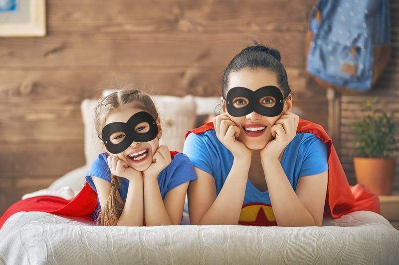[Australia] - Superhero Masks, Black Felt Eye Masks, Adjustable Half Masks for Kids 2 Black Masks 