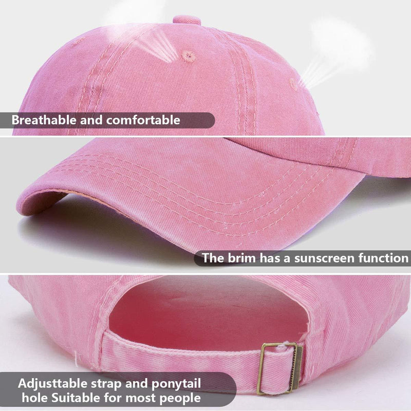 [Australia] - Baseball Cap - Plain Cap Hat Lightweight Adjustable Washed Polo Style Hat Classic Sports Casual Cap Summer Sun Hat for Unisex Pink2 