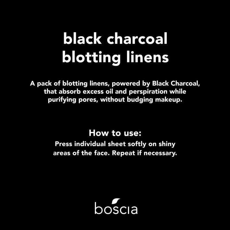 [Australia] - boscia Black Charcoal Blotting Linens - Vegan, Cruelty-Free, Natural and Clean Skincare | Facial Blotting Paper for Absorbing Excess Oil, 100 ct 