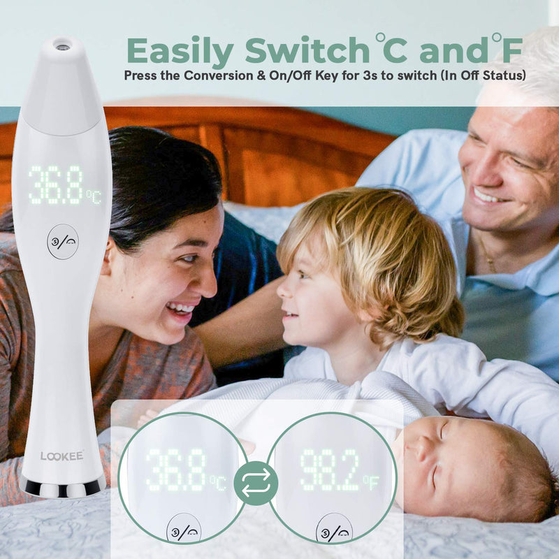 [Australia] - LOOKEE Breeze Infrared Forehead and Ear Thermometer for Adults, Kids, Babies, Infants | Touchless or Touch on Forehead | Medical Digital Fever Baby Thermometer with Large Front LED Display New Version 