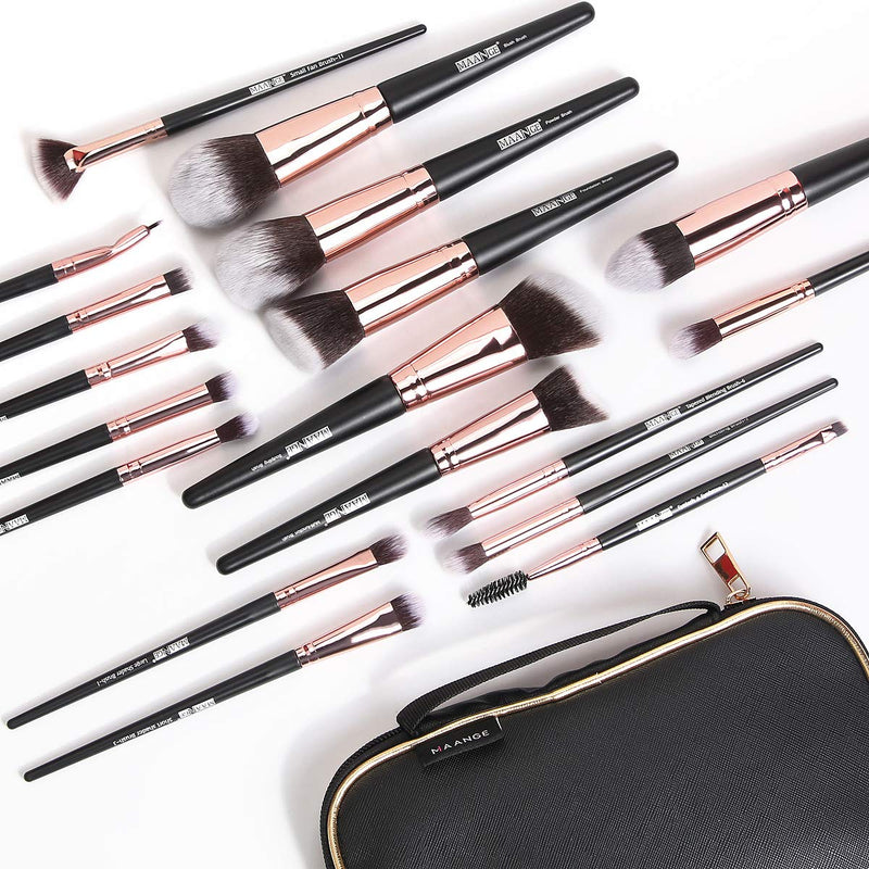 [Australia] - Makeup Brushes, 18 Pcs Professional Premium Synthetic Makeup Brush Set with Case, Foundation Kabuki Eye Travel Make up Brushes sets (Black Gold) BlackGold 