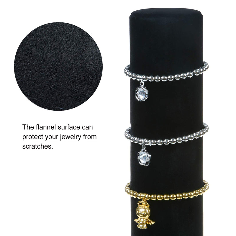 [Australia] - TENINYU Velvet Vertical Tower Jewelry Bracelet Display Stand Bangle T-Bar Display Holder (Black) Black 