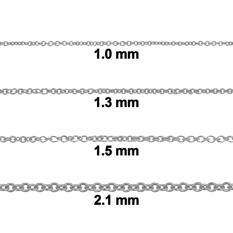 [Australia] - 14k Yellow Gold Filled or White Gold Filled 1 mm, 1.3 mm, 1.5 mm or 2.1 mm Cable Pendant Chain Necklace 14.0 Inches 1 mm - white 