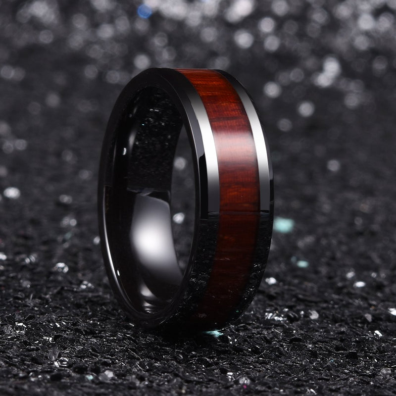 [Australia] - King Will Nature 7mm 8mm Wood Ceramic Ring Wedding Band Polished Finish Comfort Fit 7mm Red Koa Wood 6 