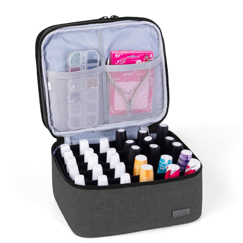 [Australia] - Luxja Nail Polish Carrying Case - Holds 20 Bottles (15ml - 0.5 fl.oz), Portable Organizer Bag for Nail Polish and Manicure Set, Black 