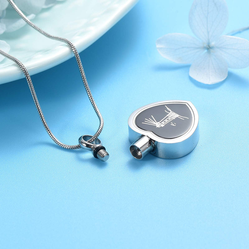 [Australia] - Lighthouse Heart Cremation Necklace For Ashes For Men Keepsake Memorial Urn Pendant Jewelry Silver Tone 