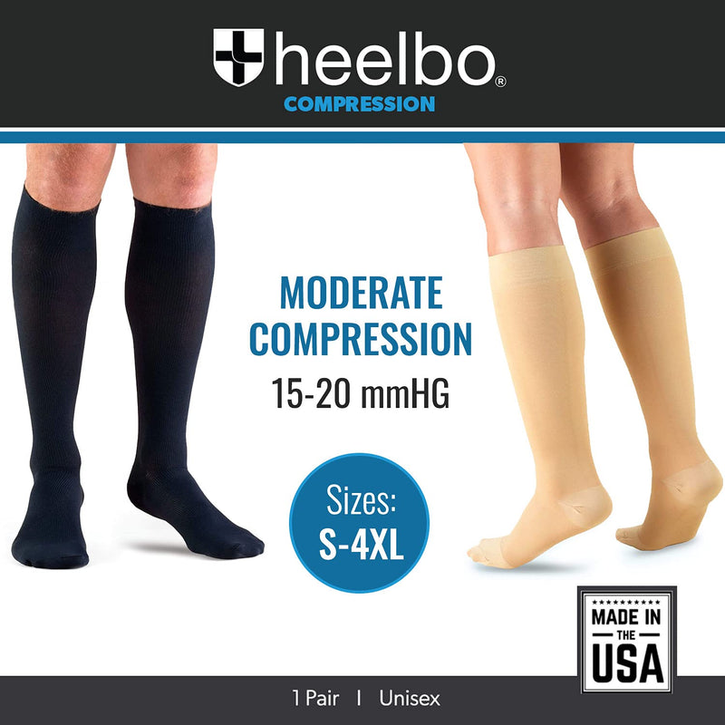 [Australia] - Heelbo Compression Socks to Relieve Discomfort from Varicose Veins, Improve Circulation, and Reduce Minor Swelling, 15-20mmHG Large Beige 