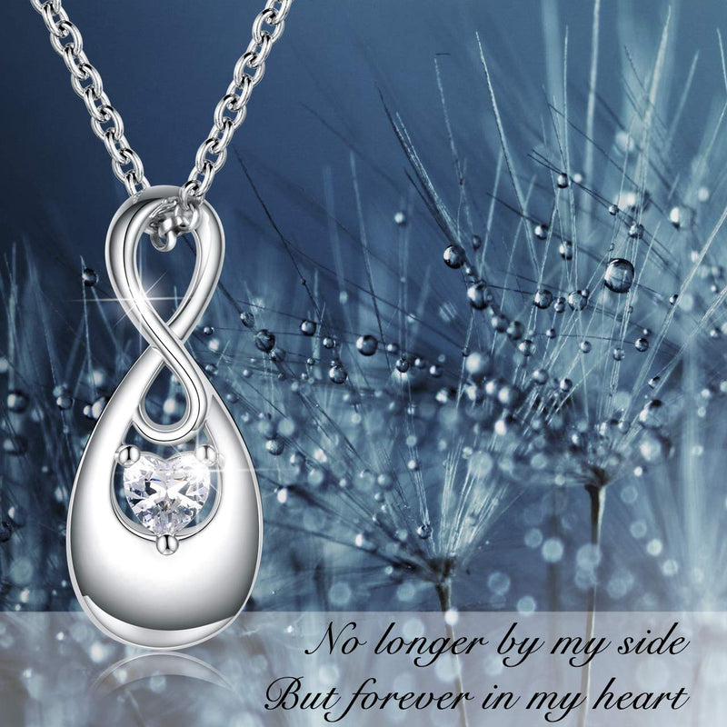 [Australia] - APOTIE Infinity Cremation Jewelry for Ashes 925 Sterling Silver CZ Heart Teardrop Pendant Keepsake Memorial Funeral Urn Women Necklace for Your Everlasting Memories 