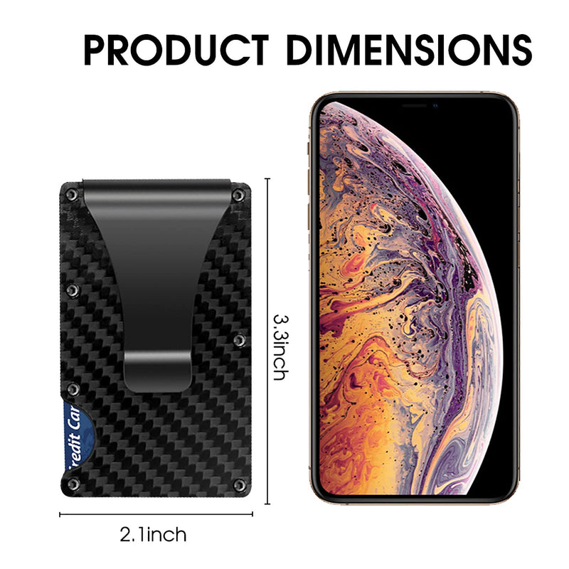 [Australia] - Carbon Fiber Minimalist Wallet for Men - RFID Blocking Credit Card Holder Metal Wallet- Money Clip Slim Front Pocket 