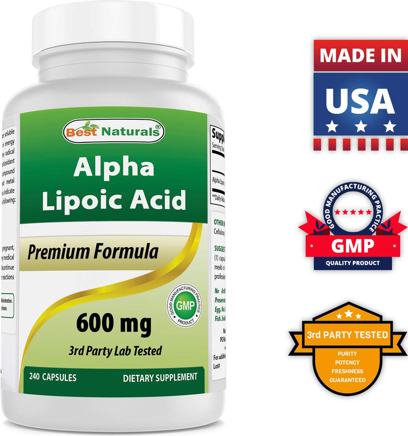 [Australia] - Best Naturals Alpha Lipoic Acid 600 mg 240 Capsules (240 Count (Pack of 1)) 240 Count (Pack of 1) 