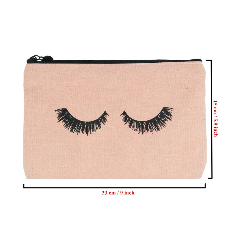 [Australia] - Goodma 6 Pieces Makeup Cosmetic Bags Eyelash Pattern Travel Pouches Toiletry Cases with Zippered Pocket for Women and Girls (Pink) 