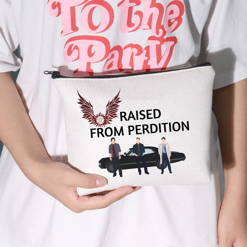 [Australia] - LEVLO The Supernatural TV Show Cosmetic Bag Supernatural Fans Gift Raised From Perdition Makeup Zipper Pouch Bag Supernatural Merchandise, Raised From Perdition, 