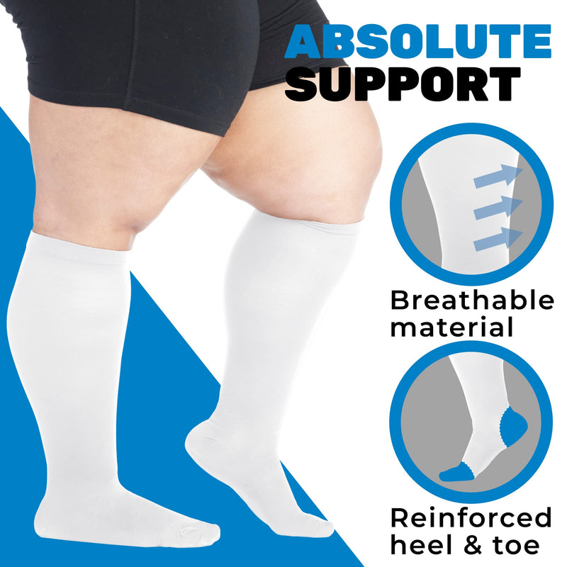 [Australia] - Made in The USA - Unisex Compression Socks 10-20mmHg with Open/Closed Toe White Closed Toe Medium 