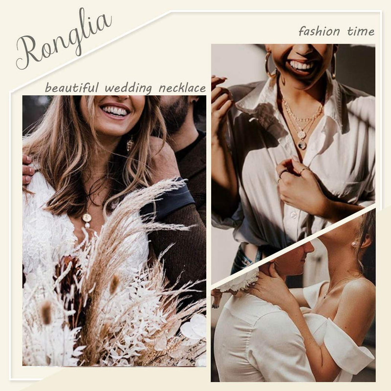 [Australia] - Ronglia Boho Layered Choker Necklace Gold Pearl Pendant Necklaces Chain Jewelry for Women and Girls 