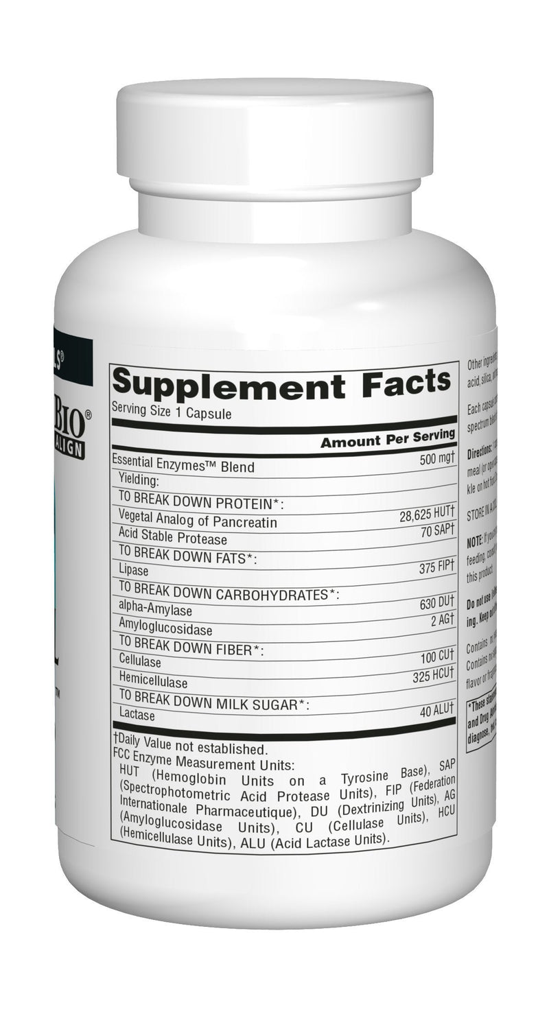 [Australia] - Source Naturals Essential Enzymes 500mg Bio-Aligned Multiple Enzyme Supplement Herbal Defense for Digestion, Gas, Constipation & Bloating Relief - Supports A Strong Immune System - 240 Capsules 240 Count (Pack of 1) 