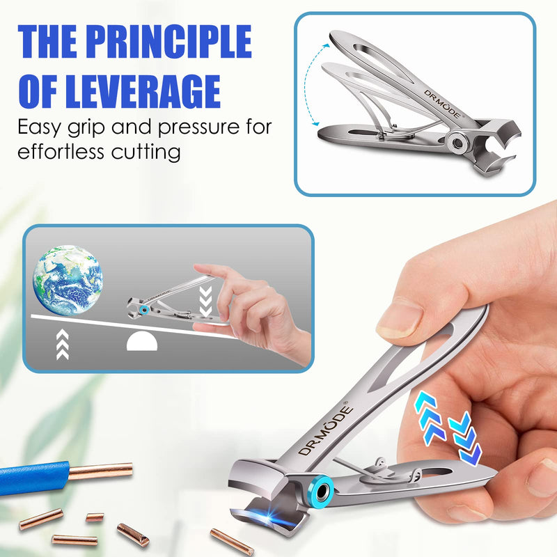 [Australia] - Nail Clippers for Thick Nails - DRMODE 16mm Wide Jaw Opening Nail Clippers Sharp Curved Blade Toenail Clippers Heavy Duty Nail Cutter Large Fingernail Clippers for Men 