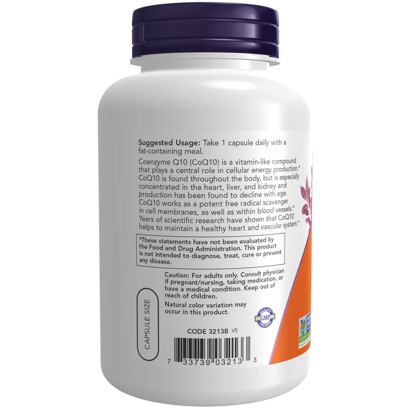 [Australia] - NOW Supplements, CoQ10 100 mg with Hawthorn Berry, Pharmaceutical Grade, All-Trans Form produced by Fermentation, 180 Veg Capsules 180 Count (Pack of 1) 