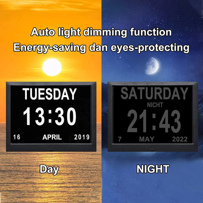 [Australia] - Remote Control 9 Inch Digital Day Clock Non-Abbreviations Day and Date Dementia Vision Impaired Calendar Clocks Perfect for Seniors Elderly 