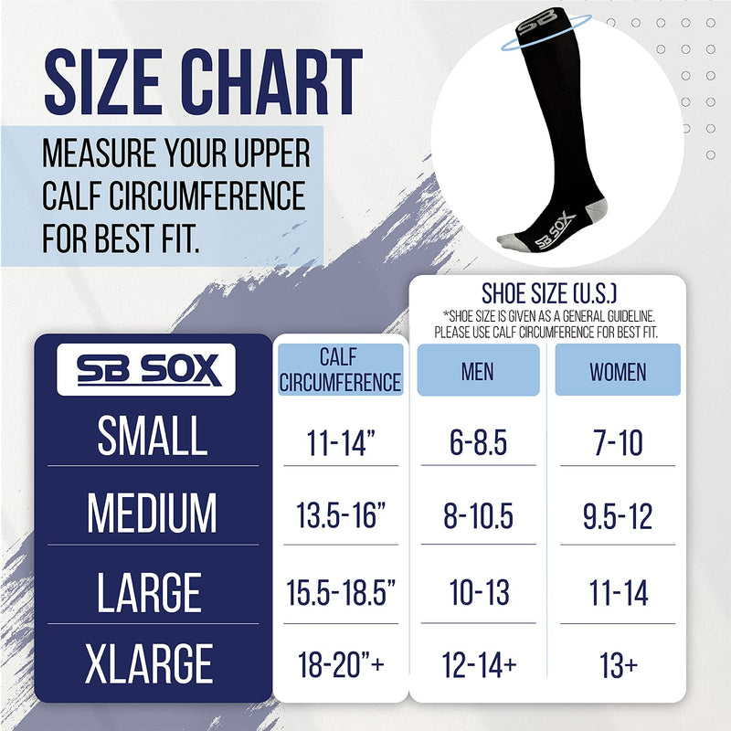 [Australia] - SB SOX Compression Socks (20-30mmHg) for Men & Women – Best Compression Socks for All Day Wear, Better Blood Flow, Swelling! Large Black/Gray 