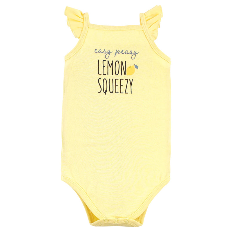 [Australia] - Hudson Baby Unisex Baby Cotton Sleeveless Bodysuits 0-3 Months Navy Lemon 