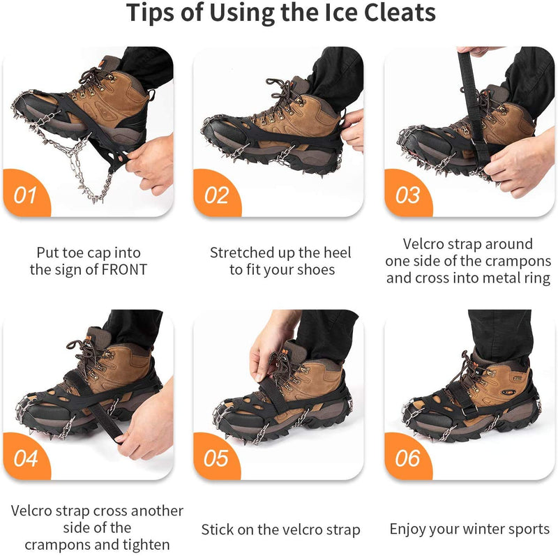 [Australia] - KEEPBLANCE Upgraded 24 Spikes Ice Grips Crampons Traction Cleats Safe Protect for Fishing, Walking, Climbing or Hiking on Snow and Ice black Medium 